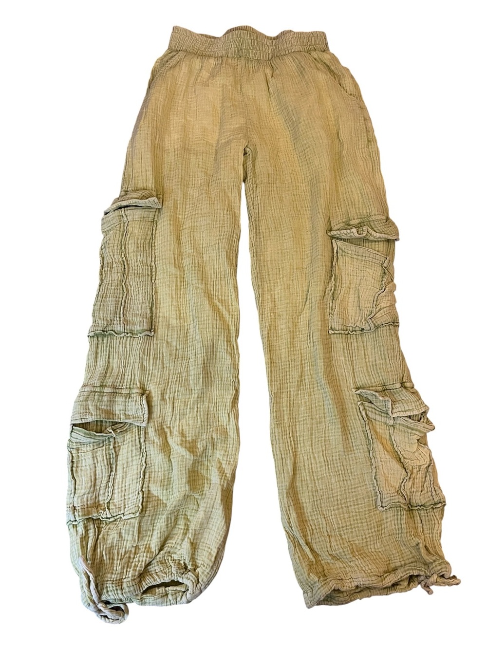 Banjara Lime Green Cotton Double Gauze Cargo Pants Size Small